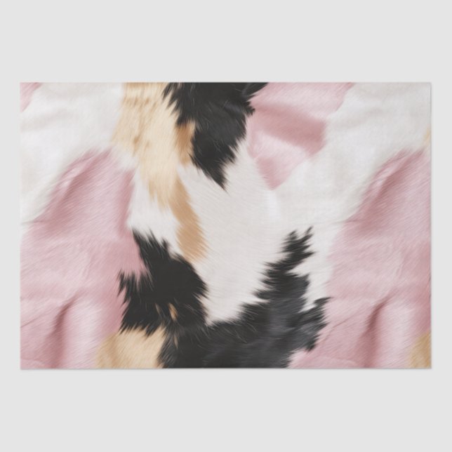 Blush Pink White Gold Black Cowhide Animal Tissue Paper (Front)