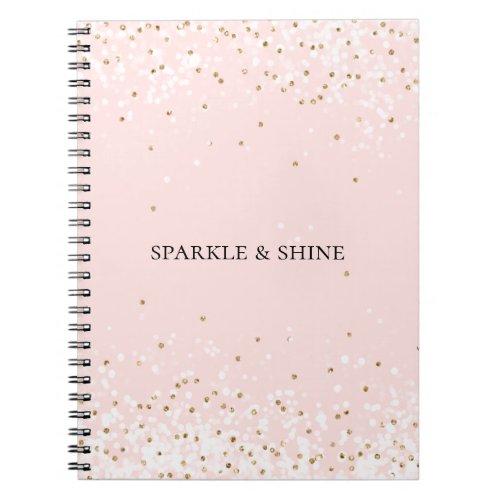 Blush Pink White Gold Confetti Glitz Sparkle  Notebook