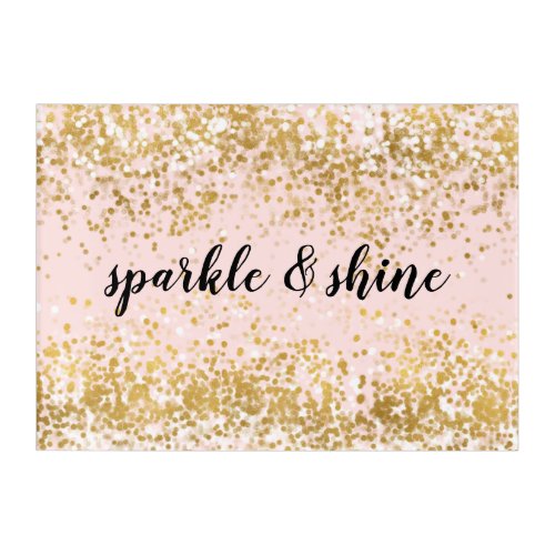 Blush Pink White Gold Confetti Sparkle Acrylic Print