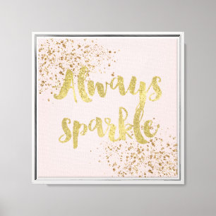 Blush Pink White Gold Confetti Sparkle Canvas Print