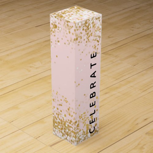 Blush Pink White Gold Confetti Sparkle Celebrate Wine Box