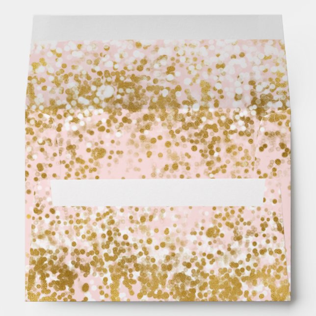 Blush Pink White Gold Confetti Sparkle Envelope (Back (Bottom))