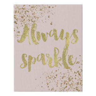 Blush Pink White Gold Confetti Sparkle Faux Canvas Print