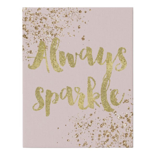 Blush Pink White Gold Confetti Sparkle Faux Canvas Print (Front)