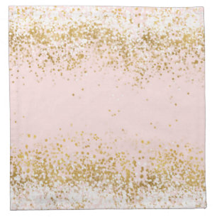 Blush Pink White Gold Confetti Sparkle Napkin