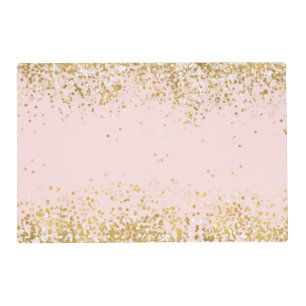 Blush Pink White Gold Confetti Sparkle Placemat