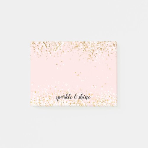 Blush Pink White Gold Confetti Sparkle Post_it Notes