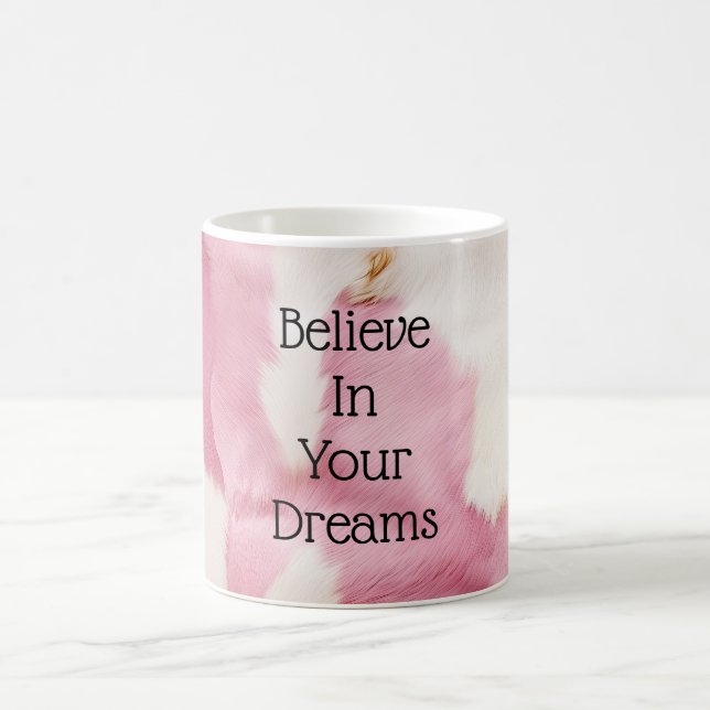 Blush Pink White Gold Cowhide Animal Coffee Mug (Center)