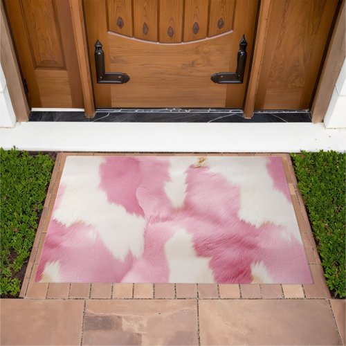 Blush Pink White Gold Cowhide Animal Doormat