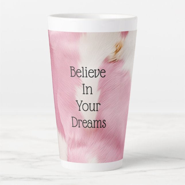 Blush Pink White Gold Cowhide Animal Latte Mug (Front)