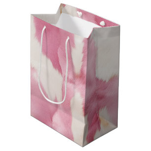Blush Pink White Gold Cowhide Animal Medium Gift Bag