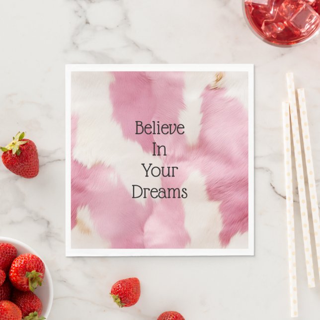 Blush Pink White Gold Cowhide Animal Napkins (Insitu)