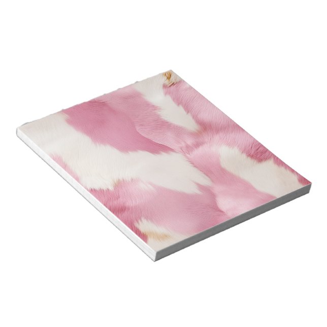 Blush Pink White Gold Cowhide Animal Notepad (Angled)