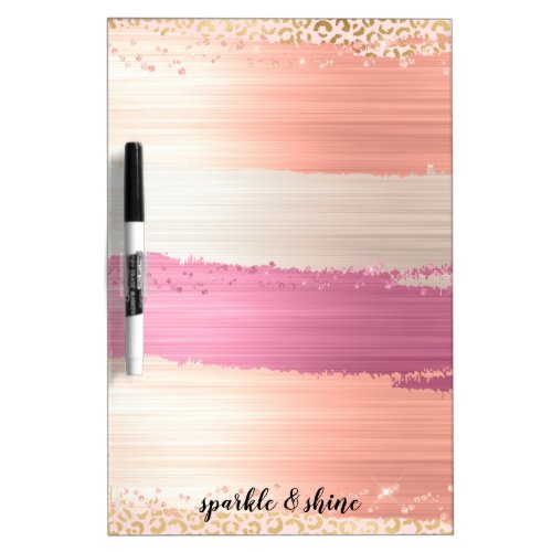 Blush Pink White Gold Girly Glam Leopard Print Dry Erase Board