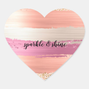 Blush Pink White Gold Girly Glam Leopard Print Heart Sticker