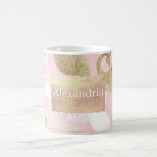 Blush pink white gold royal peacock bird coffee mug