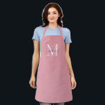 Blush Pink White Gray Monogram Feminine Script Apron<br><div class="desc">Simple Blush Pink White Gray Monogram Elegant Feminine Script Apron</div>
