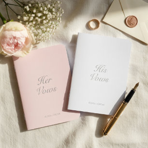 Blush Pink & White His and Her Wedding  Foil Vow Books