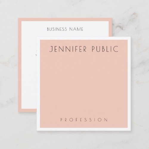 Blush Pink White Modern Elegant Professional Square Business Card