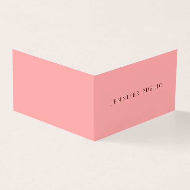 Blush Pink & White Modern Elegant Simple Template Business Card (Outside)