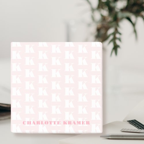 Blush Pink White Modern Monogram Initial Letter  Post_it Notes