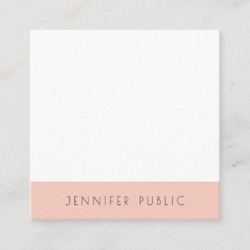 Blush Pink White Modern Simple Elegant Template Square Business Card