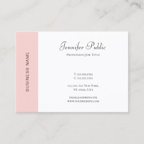 Blush Pink White Modern Simple Template Elegant Business Card