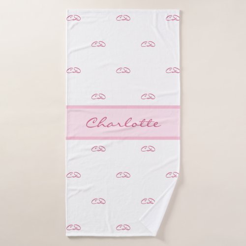 Blush pink white monogram initials pattern name bath towel set