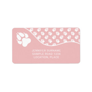 Blush Pink &amp; White Paws With Custom Text Label