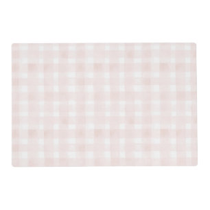Blush Pink White Plaid Stripes Birthday Placemat