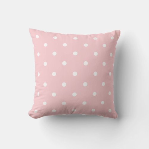 Blush Pink White Polka Dot Trend Pastel Colors Throw Pillow