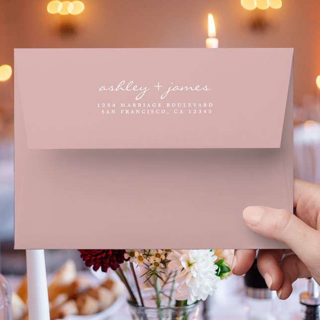 Blush Pink White Script Return Address Envelope (Creator Uploaded)
