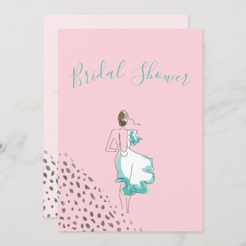 Blush Pink White Simple Bridal Shower Invitation