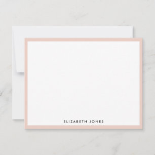 Blush Pink White Simple Modern Classic Minimalist Note Card