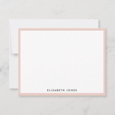 Blush Pink White Simple Modern Classic Minimalist Note Card