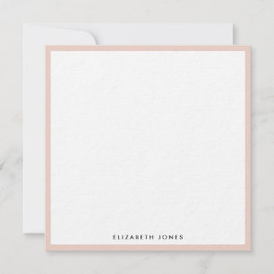 Blush Pink White Simple Modern Minimalist Square Note Card
