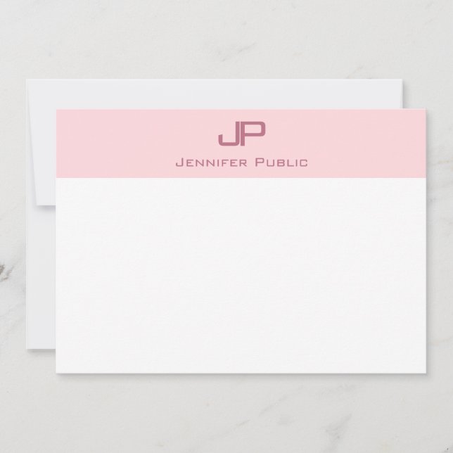 Blush Pink White Simple Template Elegant Monogram (Front)