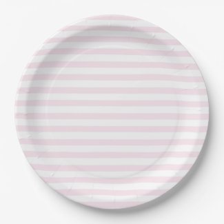 Blush Pink & White Striped Paper Plates