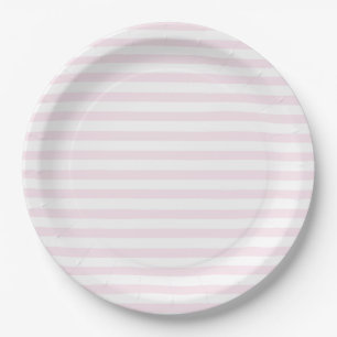 Blush Pink & White Striped Paper Plates