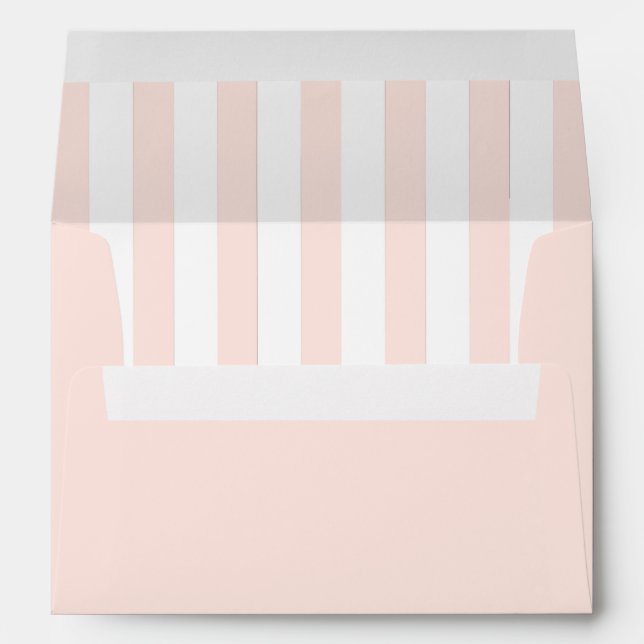 Blush Pink White Stripes Baby Wedding Birthday Envelope (Back (Bottom))