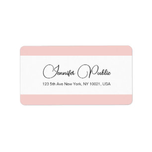 Blush Pink White Typography Name Shipping Address Label