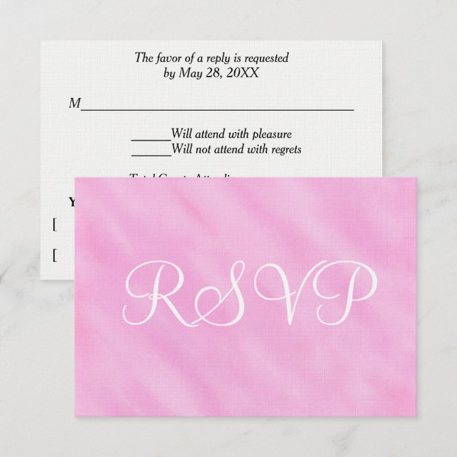 Blush Pink White Watercolor Wedding RSVP (Front/Back)