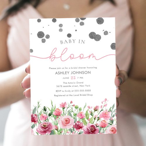 Blush Pink Wildflower Baby In Bloom Shower Girl Invitation