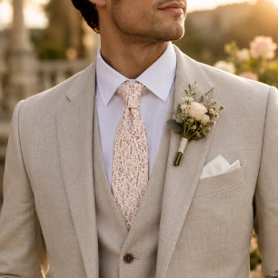 Blush Pink Wildflower Botanical Neck Tie
