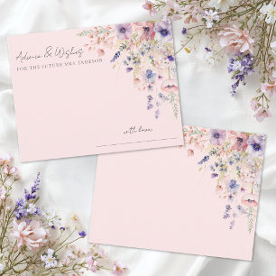 Blush Pink Wildflower Bridal Shower Advice Enclosure Card