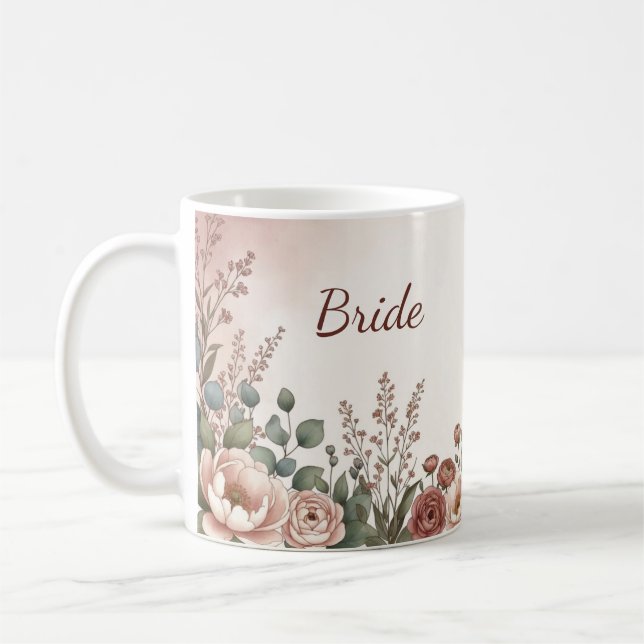  Blush Pink Wildflower Bridal Shower Gift Mug (Left)