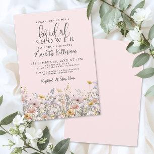 Blush Pink Wildflower Bridal Shower Invitation