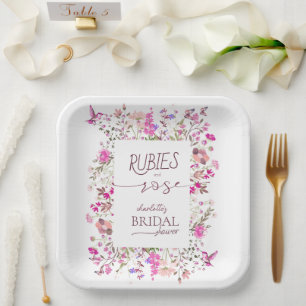 Blush Pink Wildflower Bridal Shower Paper Plate