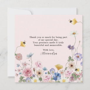 Blush Pink Wildflower Bridal Shower Thank You Card
