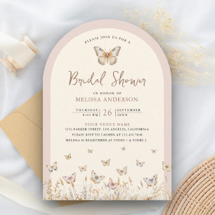 Blush Pink Wildflower Butterfly Arch Bridal Shower Invitation